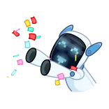🥳 robô, festa, fofo, confete, androide, celebração whatsapp sticker