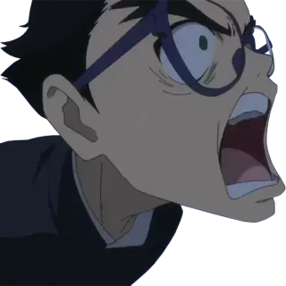 😱 Anime, Schrei, Schockiert, Überrascht, Panik, Brille telegram sticker
