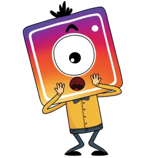 😮 instagram, media społecznościowe, kreskówka, śmieszne, naklejka telegram sticker