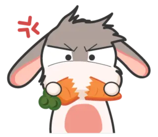 😡 thỏ, thỏ con, tức giận, cà rốt, bực bội, hoạt hình telegram sticker