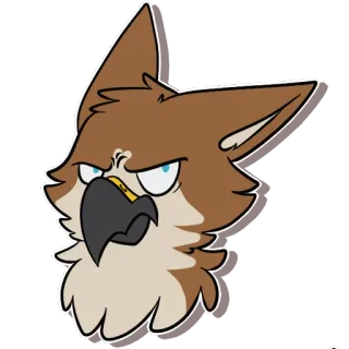 😐 griffin, fantasy creature, angry, cartoon, animal telegram sticker