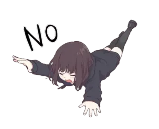 😫 NO 动漫, 角色, 女孩, 不, 拒绝, 回绝 whatsapp sticker
