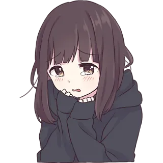😢 anime, cô gái, buồn, khóc, cảm xúc, hoạt hình telegram sticker