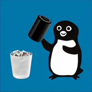 🗑 pingouin, déchets, recyclage, animal, dessin animé telegram sticker