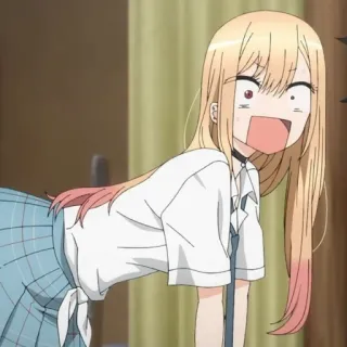 🥟 anime, girl, surprised, shocked, school uniform, blonde hair, cute telegram sticker