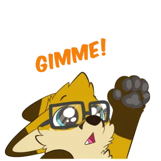 🥺 GIMME! cute, request, fox, cartoon, glasses, request, please telegram sticker