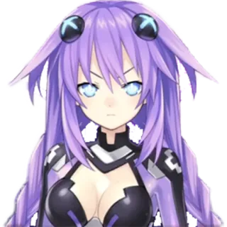 😒 Neptune Hyperdimension Neptunia animé, personnage, jeu vidéo, Hyperdimension Neptunia, cheveux violets, fille telegram sticker