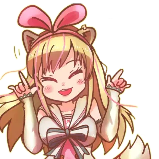 😸 Anime, Ragazza, Cartone animato, Carino, Adesivo, Gesto Hang Loose telegram sticker
