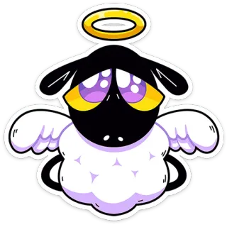 🐏 schaap, engel, halo, lief, cartoon, dier whatsapp sticker
