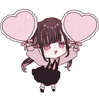 💕 sticker, chibi, schattig, anime, hart, meisje telegram sticker