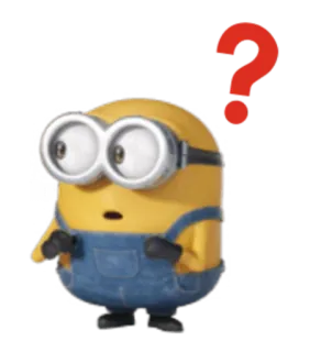 ❓ Minion cartoon, minion, question mark, yellow, animated, character telegram sticker