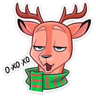 🎅 O-XO-XO 鹿, クリスマス, ホリデー, スカーフ, かわいい, 動物, 漫画 telegram sticker