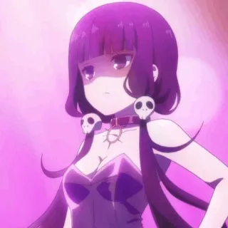 💕 anime, character, skull, purple hair, gothic, collar telegram sticker