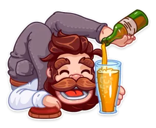 😄 Cartone animato, Uomo, Birra, Bere, Alcol, Festa, Divertimento whatsapp sticker