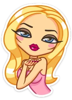 😘 Cartoon, Mädchen, Blond, Schmollmund, Kuss, Emoji, Flirty telegram sticker