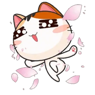 🌸 แมว, คาวาอิ, น่ารัก, สัตว์, สติกเกอร์, กลีบดอกไม้, ดอกซากุระ, การ์ตูน telegram sticker