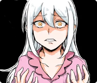😰 Аниме девушка, Тревога, Белые волосы, Мультфильм, Женщина, Напугана telegram sticker