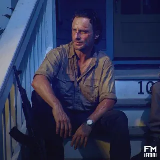 🗿 Rick Grimes The Walking Dead Rick Grimes, zombie, apocalypse, The Walking Dead, violence, blood, gun telegram sticker