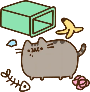 🗑 Pusheen Katze, Cartoon, Essen, Pusheen, Sticker telegram sticker