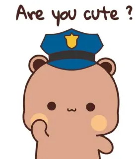 ❤️ Are you cute ? ours, mignon, police, officier, dessin animé, question telegram sticker