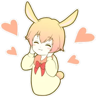 ☺️ 兔子, 可爱, 爱心, 动漫, 卡哇伊, 小兔子 whatsapp sticker