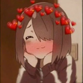❤️ Anime, Fille, Mignon, Coeurs, Kawaii telegram sticker