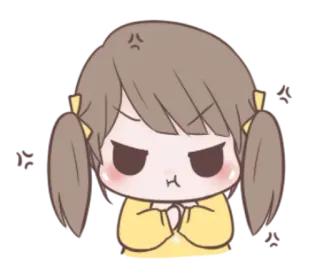 🌙 Anime, Cartoon, Boos, Geërgerd, Leuk, Meisje whatsapp sticker