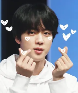 💟 Jin Jin, BTS, K-pop, coração, coração de dedo, coreano whatsapp sticker