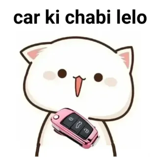 🏵 car ki chabi lelo cat, cartoon, car, key telegram sticker