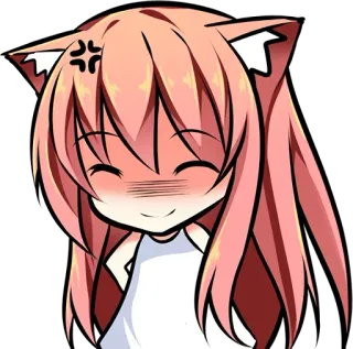 💢 anime, fille chat, en colère, mignon, kawaii, rougir telegram sticker