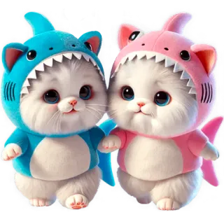 ☺️ schattig, katten, haai, dieren, kawaii, lief, kittens telegram sticker