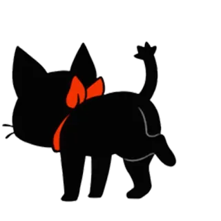 😒 chat, chat noir, noeud, animal, mignon telegram sticker