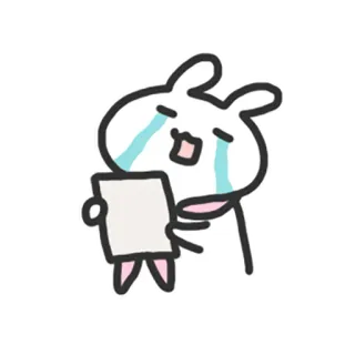 😭 crying, rabbit, sticker, cartoon, sad, paper telegram sticker