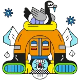 🥶 漫画, 抽象, 幾何学的, キャラクター, 雪, 冬 telegram sticker
