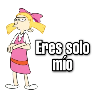 😀 Helga Pataki Hey Arnold! Eres solo mío Helga, Hey Arnold, cartoon, nickelodeon, spanish, possessive telegram sticker
