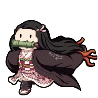 🌸 Nezuko Kamado Demon Slayer @Widheim Anime, Demon Slayer, Nezuko, Kawaii, Chibi, Manga whatsapp sticker