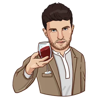 😉 homem, vinho, brinde, bebida, retrato, desenho animado telegram sticker