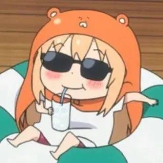 🍊 Umaru Doma Himouto! Umaru-chan anime, umaru, kawaii, cartoon, cute, hoodie, sunglasses telegram sticker