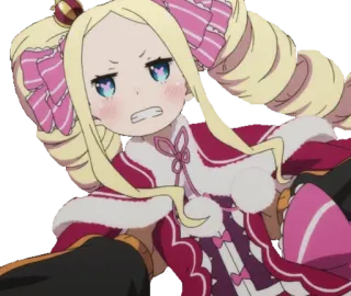 😬 Beatrice Re:Zero Аниме, Девушка, Цундере, Злая, Розовый telegram sticker