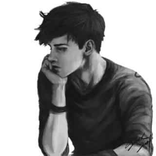 🪁 คน, ภาพเหมือน, ขาวดำ, ศิลปะ, ภาพประกอบ, เด็กผู้ชาย telegram sticker