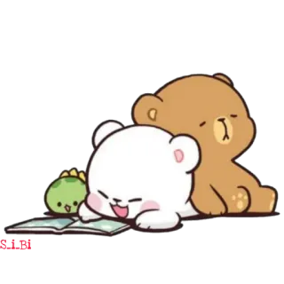 😂 orso, carino, animali, lettura, kawaii telegram sticker