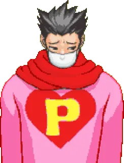 🙁 P cartoon, character, pink, heart, letter P telegram sticker