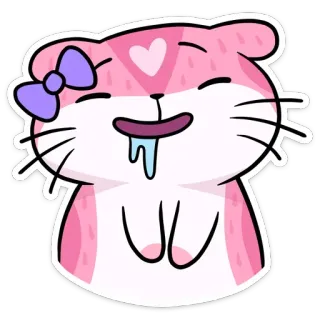 🤤 gato, adesivo, fofo, rosa, desenho animado, kawaii telegram sticker