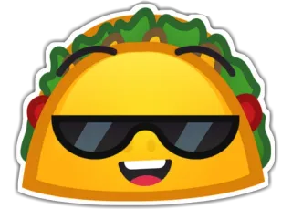 😎 ทาโก้, อิโมจิ, อาหาร, เม็กซิกัน, แว่นกันแดด, เท่ telegram sticker