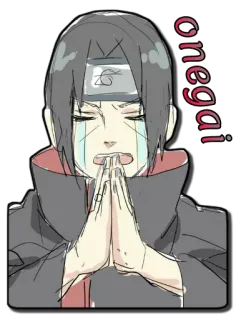 🙏 Itachi Uchiha Naruto onegai anime, menangis, tolong, naruto, itachi, uchiha telegram sticker