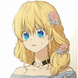 🎟 chica anime, pelo rubio, ojos azules, dibujos animados, personaje femenino whatsapp sticker