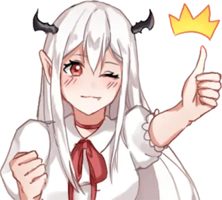 😉 Gadis anime, Gadis iblis, Jempol ke atas, Kawaii, Imut, Berkedip telegram sticker