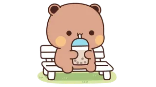 🍩 Bär, niedlich, Bubble Tea, kawaii, Tier, Cartoon telegram sticker