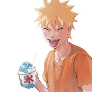 😜 Naruto Uzumaki Naruto 冰 Naruto, Anime, Manga, Lód kruszony, Lato, Język telegram sticker