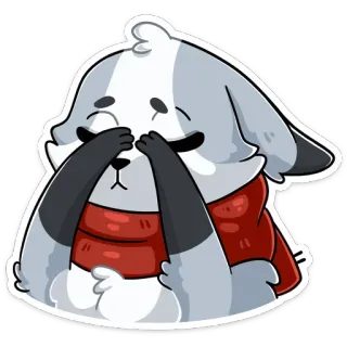 😓 Kreskówka, Zwierzę, Pies, Smutny, Płaczący, Zawstydzony, Ręce telegram sticker